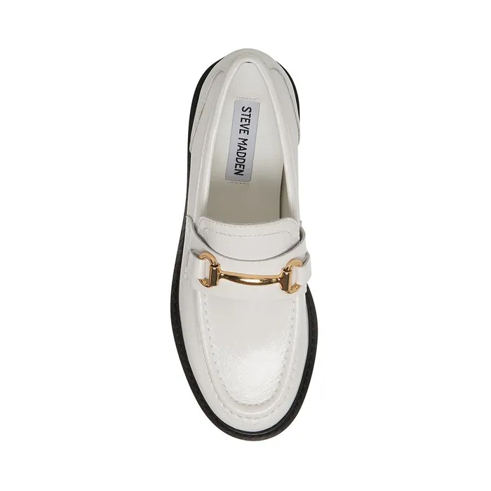 Womens Steve Madden Loafers and Flats Mistor White Leather