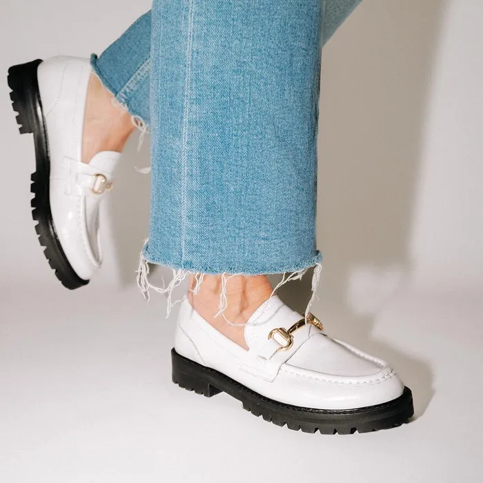 Womens Steve Madden Loafers and Flats Mistor White Leather