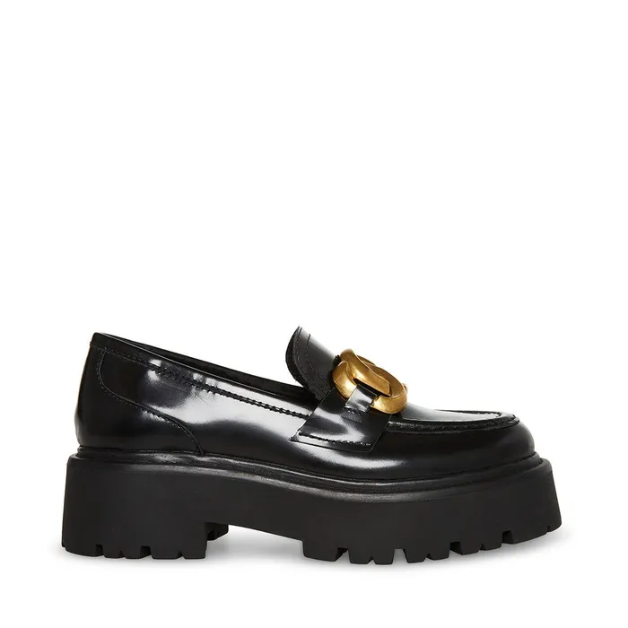 Womens Steve Madden Loafers and Flats Rover Black Leather