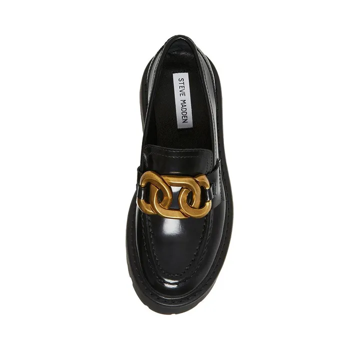 Womens Steve Madden Loafers and Flats Rover Black Leather