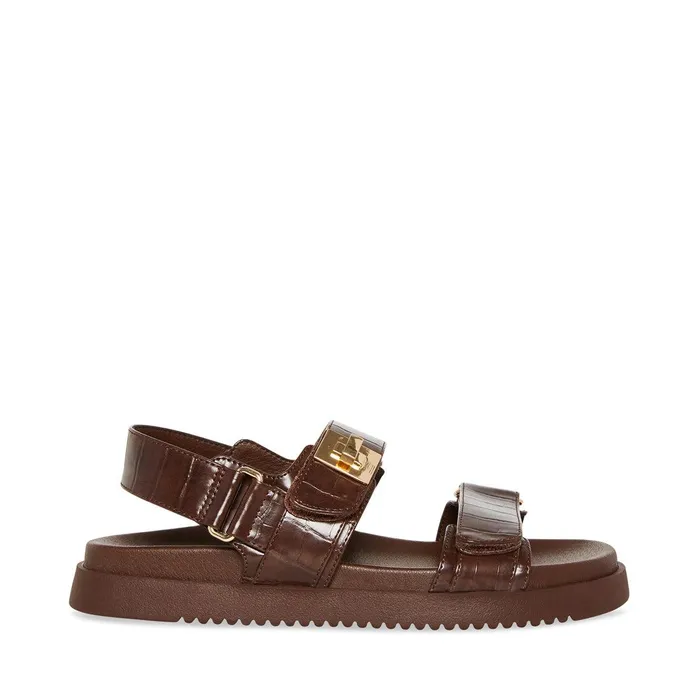 Womens Steve Madden Sandals Mona Brown Crocodile