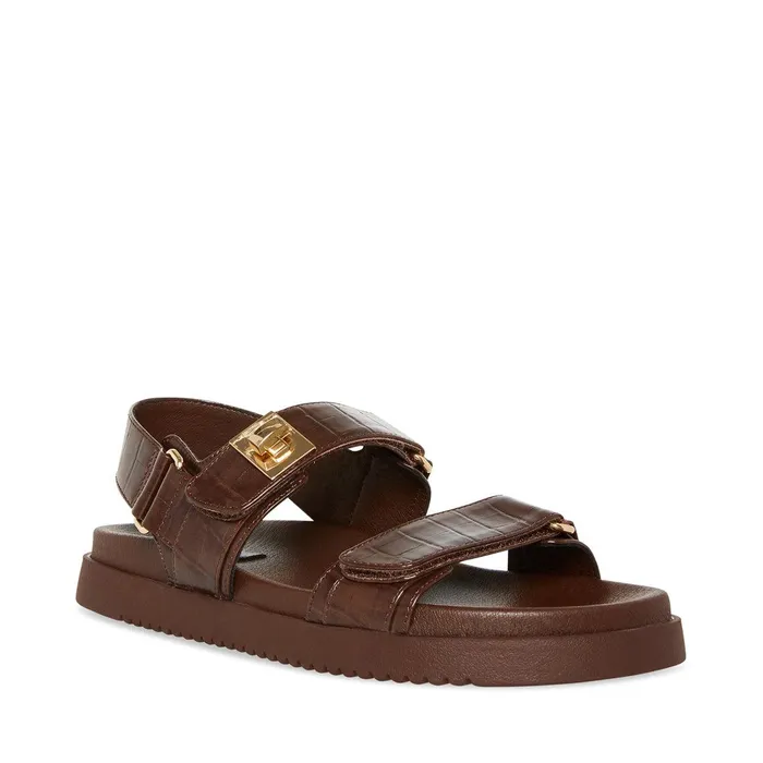 Womens Steve Madden Sandals Mona Brown Crocodile