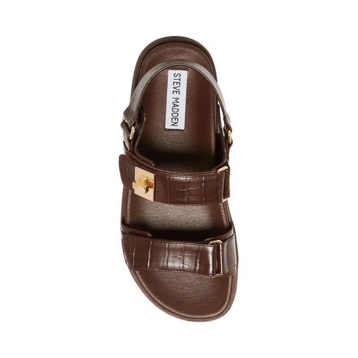 Womens Steve Madden Sandals Mona Brown Crocodile