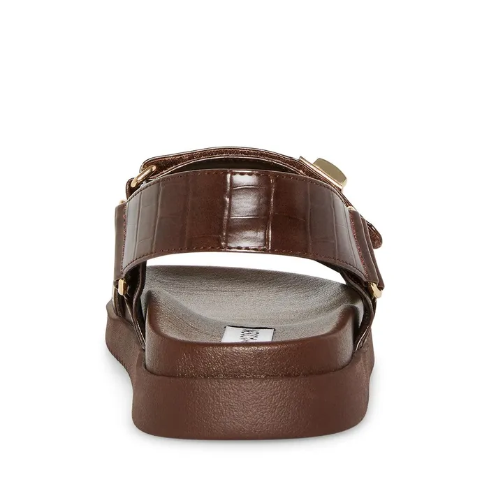 Womens Steve Madden Sandals Mona Brown Crocodile