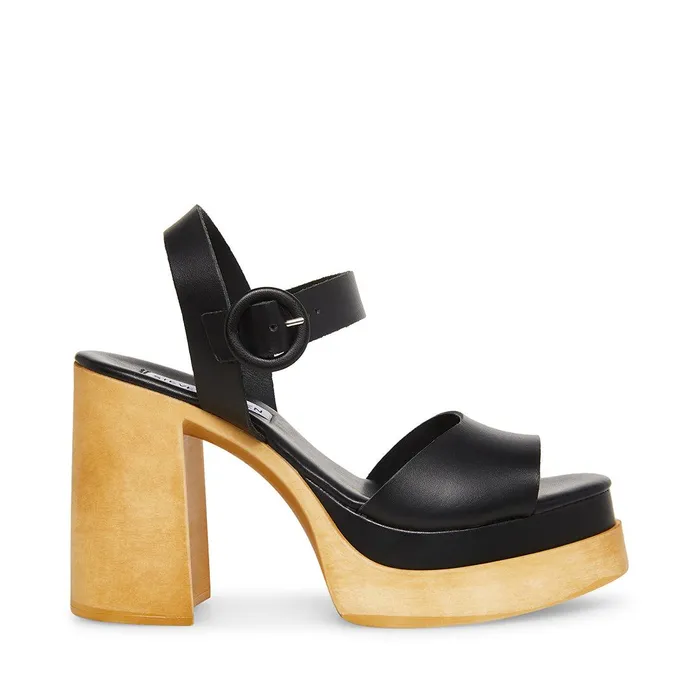 Womens Steve Madden Sandals Ruth Black Leather