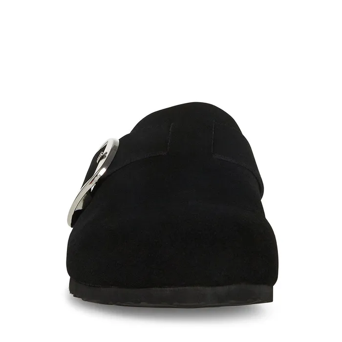 Womens Steve Madden Slides Social Black Suede