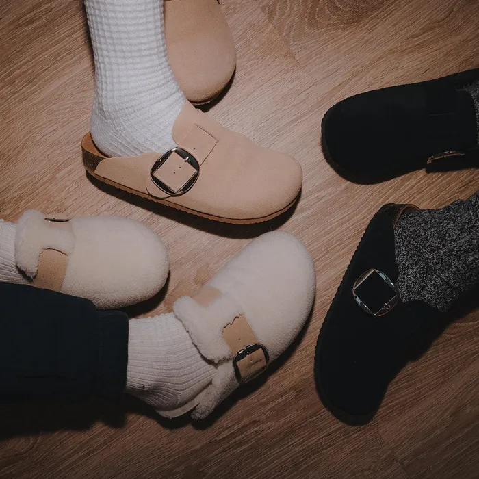 Womens Steve Madden Slides Social Black Suede