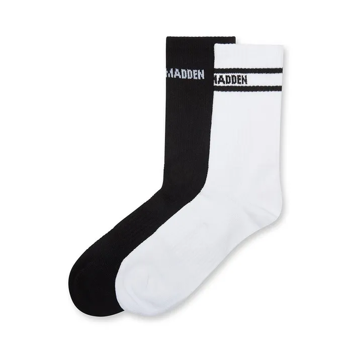 Womens Steve Madden Socks and Tights Band Logo Crew Sock White Black
