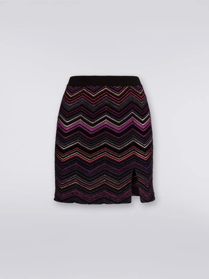 Wool And Viscose Miniskirt With Split And Zigzag Pattern Multicoloured Women Missoni Skirts