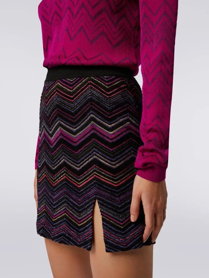 Wool And Viscose Miniskirt With Split And Zigzag Pattern Multicoloured Women Missoni Skirts Wool And Viscose Miniskirt With Split And Zigzag Pattern Multicoloured Women Missoni Skirts