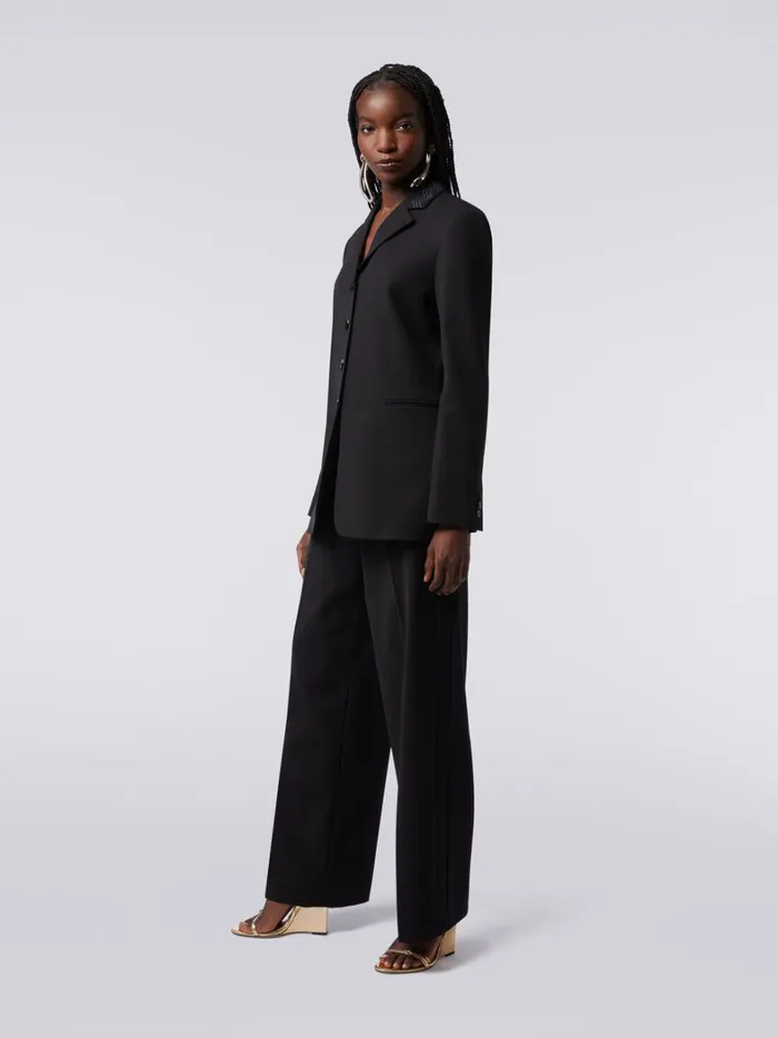 Wool Blazer With Zigzag Embroidery Black Women Missoni Coats and Jackets Wool Blazer With Zigzag Embroidery Black Women Missoni Coats and Jackets