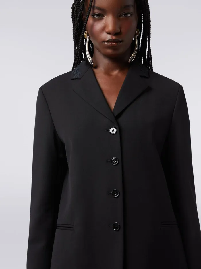 Wool Blazer With Zigzag Embroidery Black Women Missoni Coats and Jackets Wool Blazer With Zigzag Embroidery Black Women Missoni Coats and Jackets