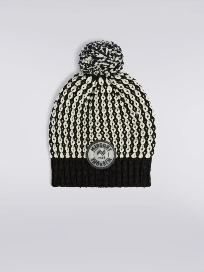 Wool Knit Hat With Logo Patch Multicoloured Women Missoni Hats