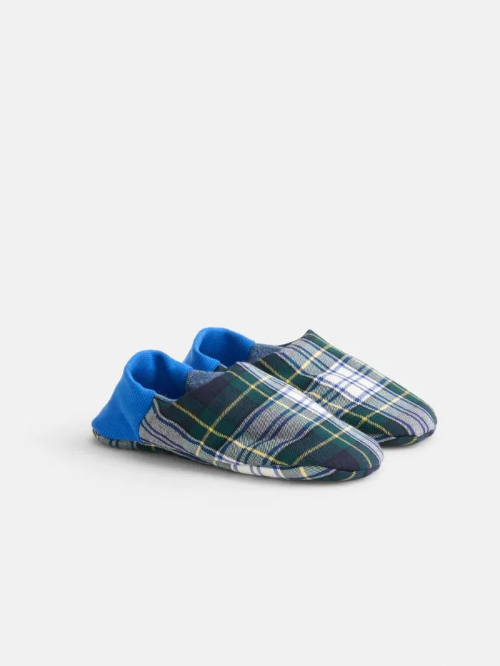 Wool Plaid House Shoes Blue Men Alex Mill Pajamas Slippers