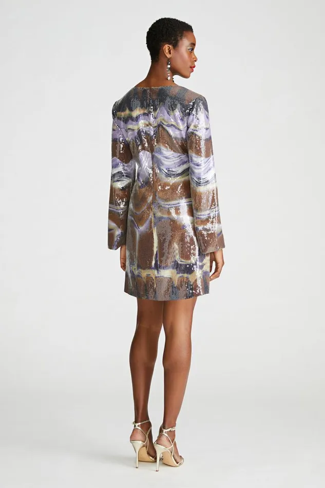 Wynonna Dress In Sequin Earth Strata Women Halston Dresses