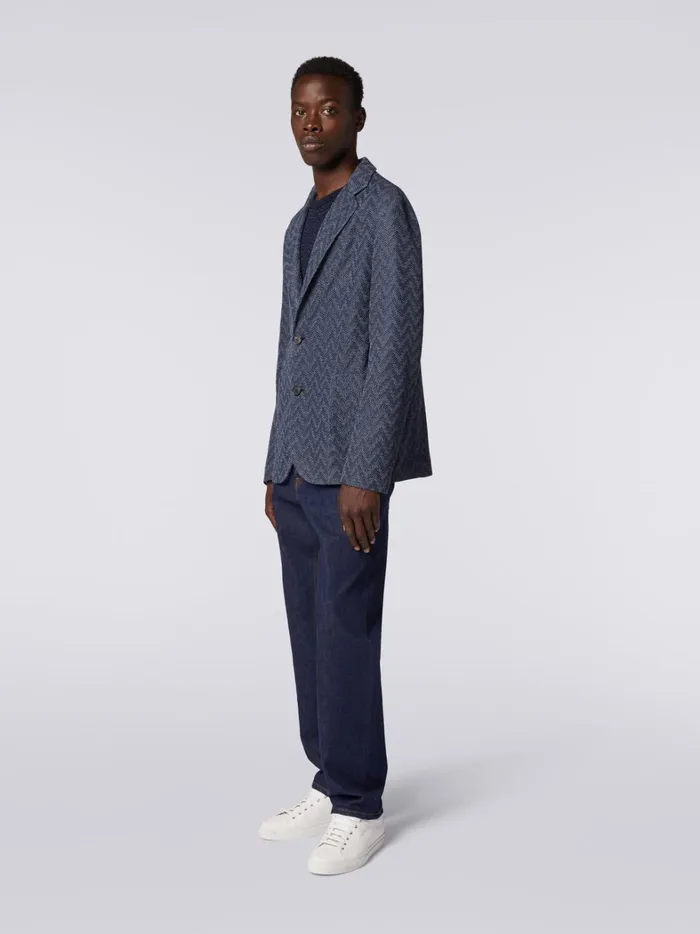 Zigzag Cotton SingleBreasted Blazer Blue Men Missoni Coats and Jackets Zigzag Cotton SingleBreasted Blazer Blue Men Missoni Coats and Jackets
